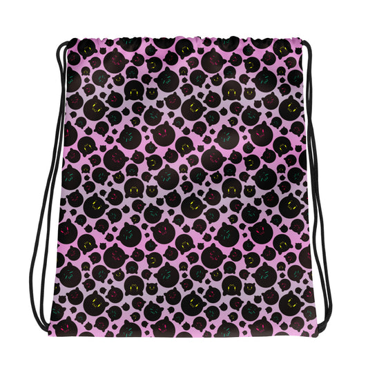 Tamaneko IL Pattern (Pink) - Drawstring bag