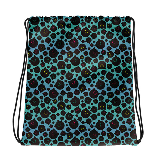 Tamaneko IL Pattern (Blue) - Drawstring bag