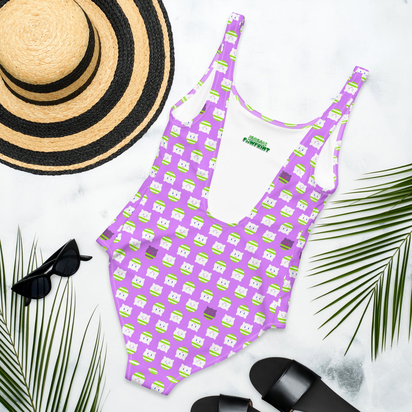 Tamaneko Pattern (Colorful Lilac) - Swimsuit