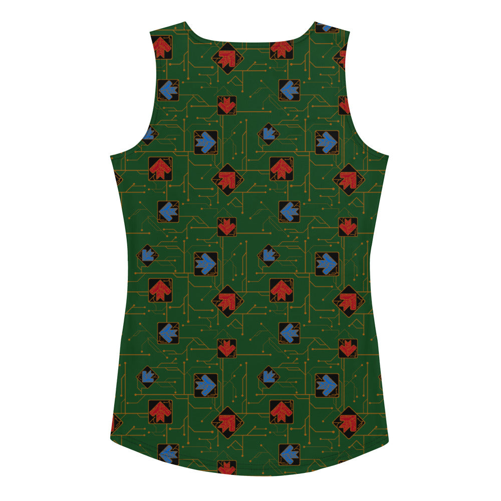 DDR Techno (Green) - Feminine Tank (Poly Jersey)