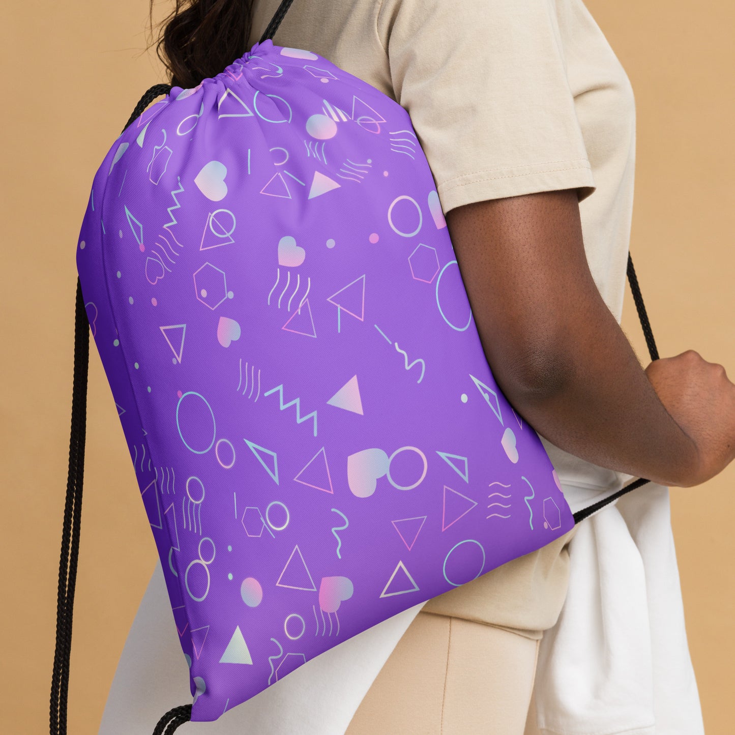 Arcade Carpet Pattern (Pastel lilac) - Drawstring Bag