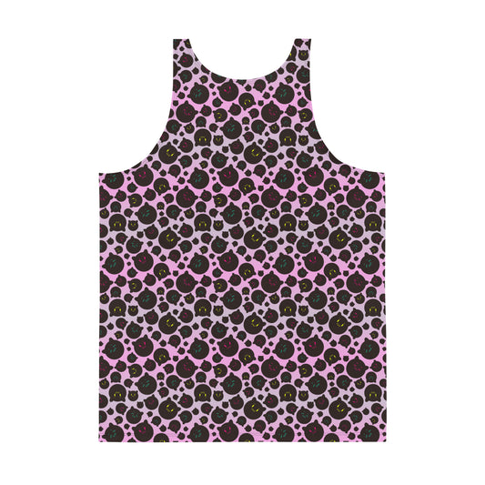 Tamaneko Pattern (Pink) - Unisex Tank (Poly Jersey)