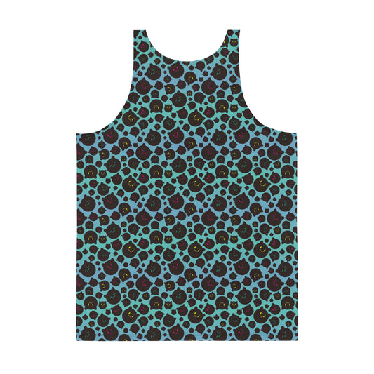 Tamaneko Pattern (Blue) - Unisex Tank (Poly Jersey)