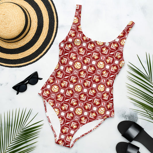 PIU Phoenix Pattern (Dark red) - Swimsuit