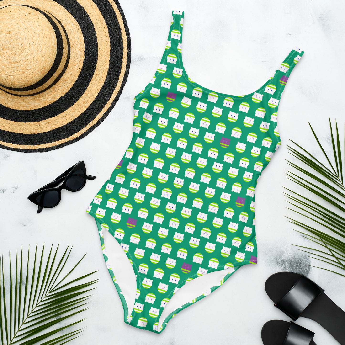 Tamaneko Pattern (Colorful Green) - Swimsuit