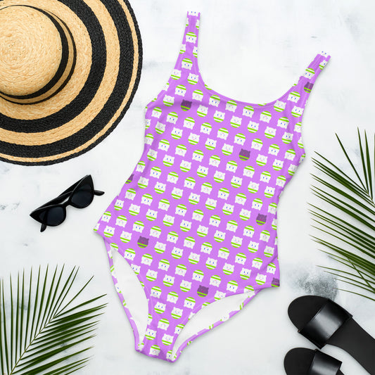 Tamaneko Pattern (Colorful Lilac) - Swimsuit