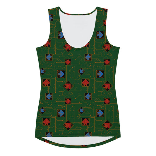 DDR Techno (Green) - Feminine Tank (Poly Jersey)