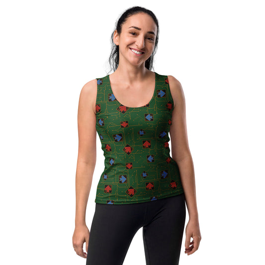 DDR Techno (Green) - Feminine Tank (Poly Jersey)